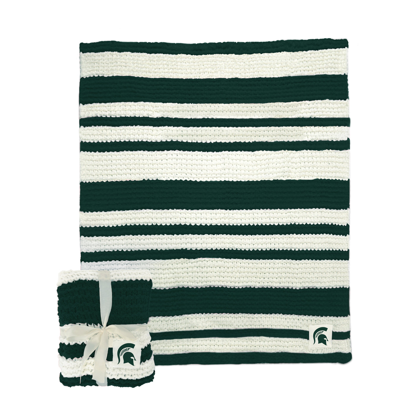 Michigan State Cable Knit Throw 50x60