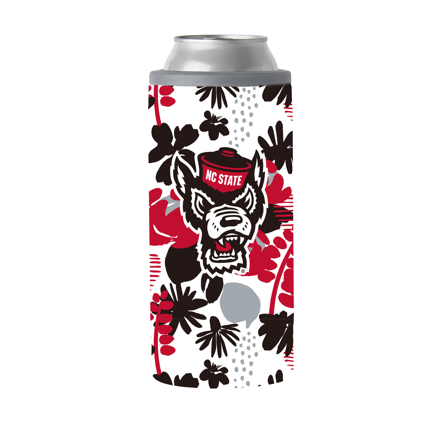 NC State 12oz Floral Slim Can Coolie