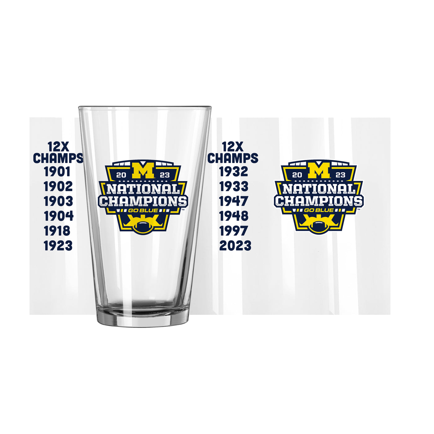 Michigan 2023 CFP National Champions 16oz Repeat Pint Glass