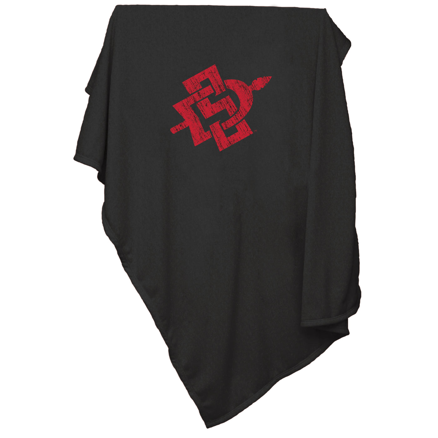 San Diego State Black SD Arrow Sweatshirt Blanket (Screened)