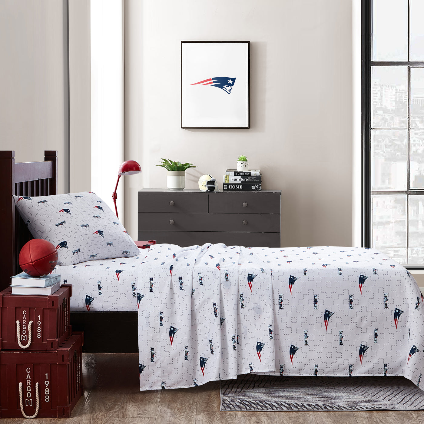 New England Patriots Scatter Sheet Set Twin