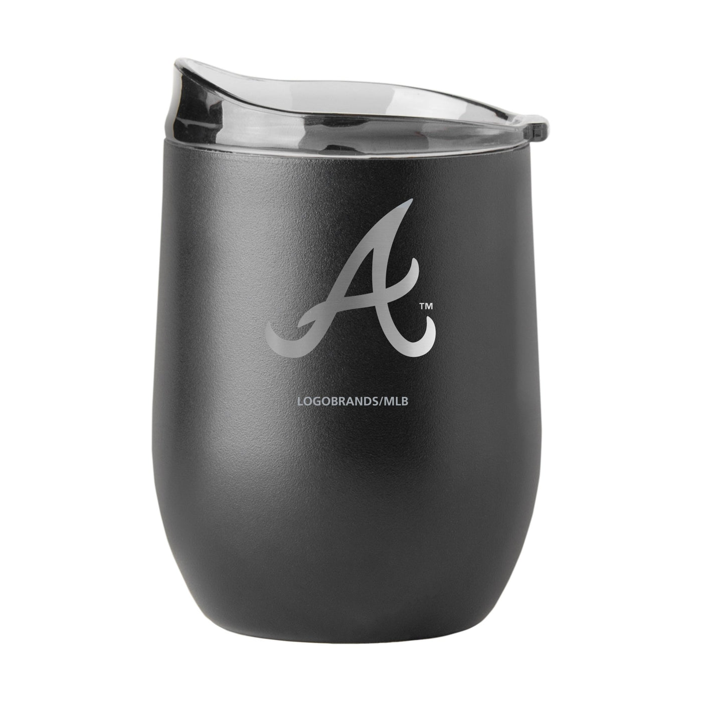 Atlanta Braves 16oz Etch Black Powder Coat Curved Beverage - Logo Brands