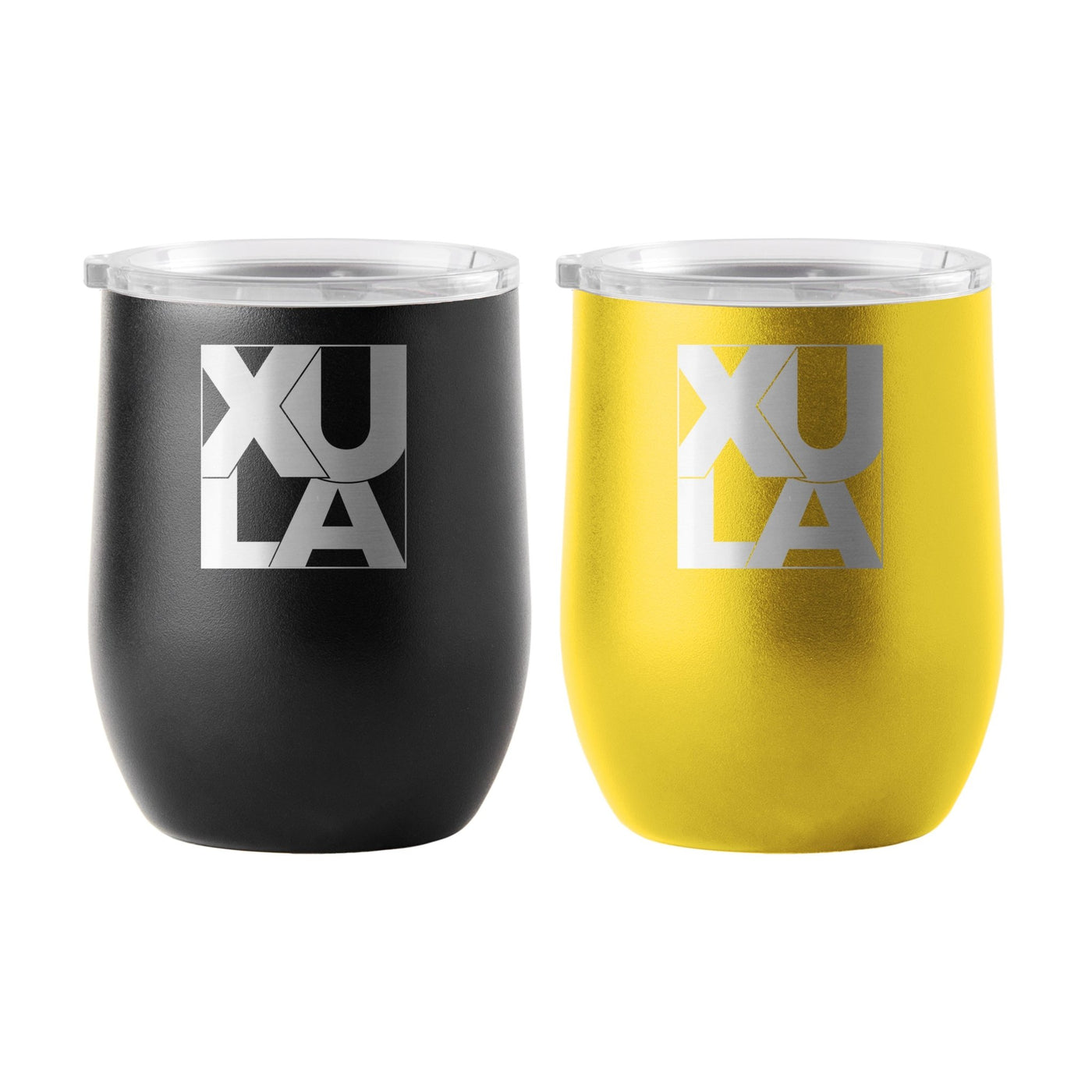 Xavier University of Louisiana 16oz Yours and Mine Etch Powdercoat Curved Beverage Set - Logo Brands