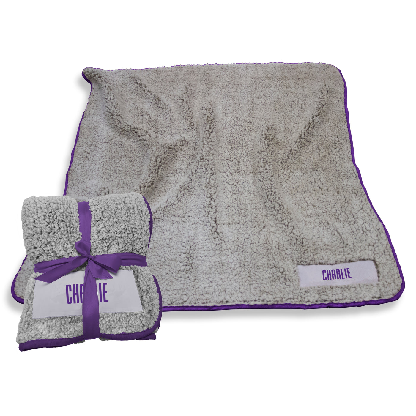 Purple Trim Personalized Frosty Fleece
