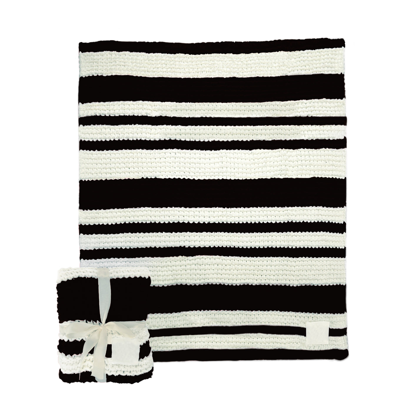 Plain Black Cable Knit Throw 50x60