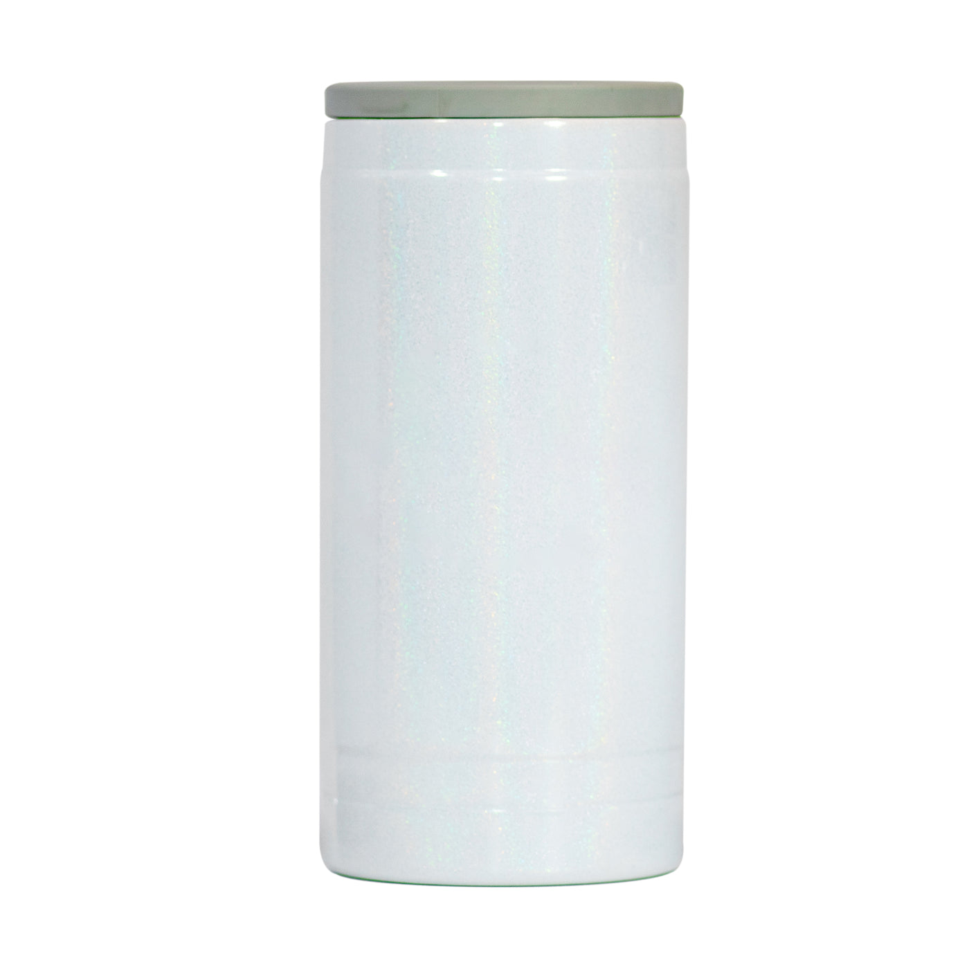 Plain 12oz White Iridescent Slim Can Coolie - Logo Brands