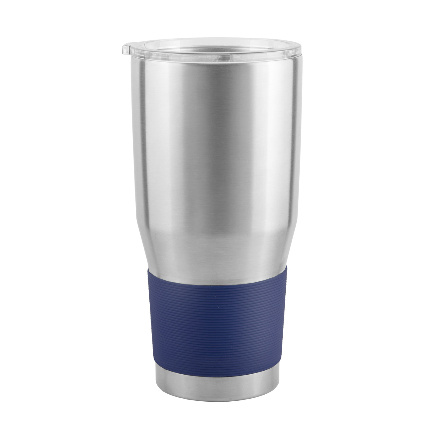 Plain 30oz Silver Tumbler with Navy Sleeve