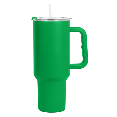 Plain Kelly 40oz Powder Coat Tumbler w/ Color Handle