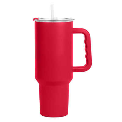 Plain Red 40oz Powder Coat Tumbler w/ Color Handle