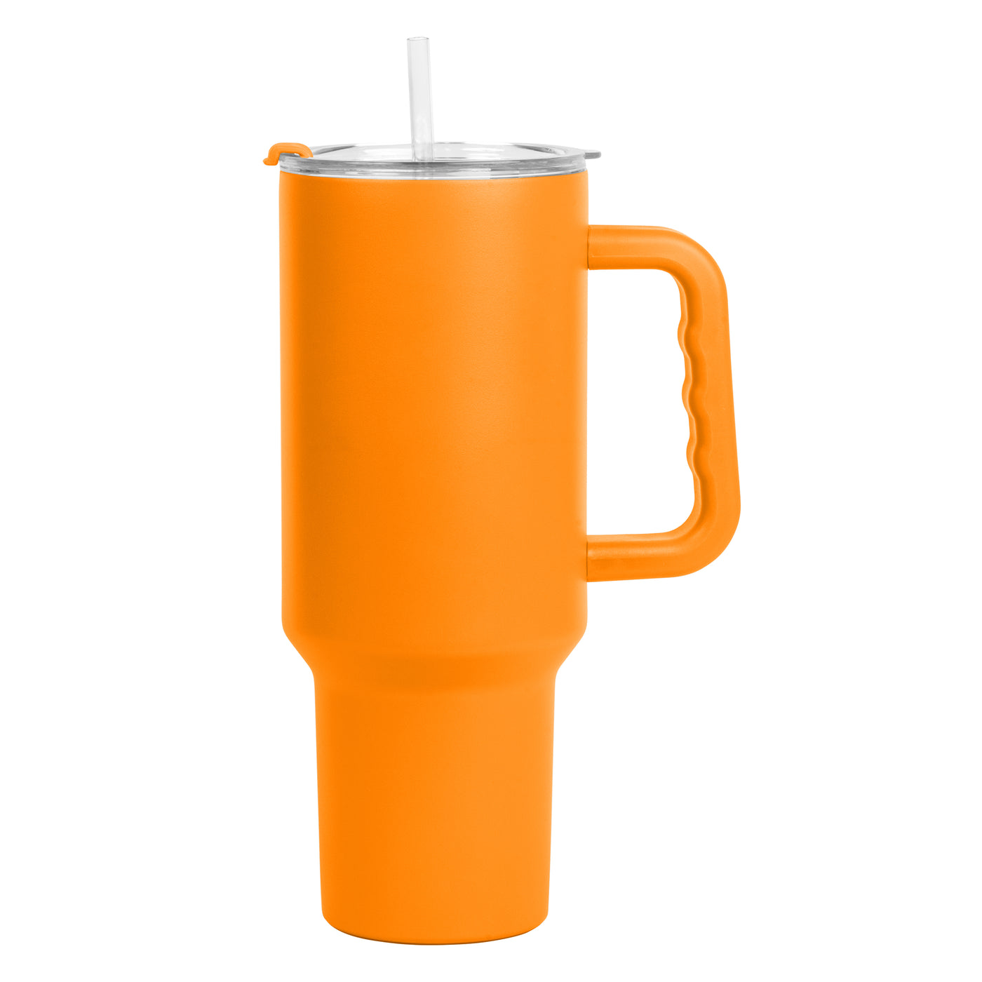 Plain Tangerine 40oz Powder Coat Tumbler w/ Color Handle