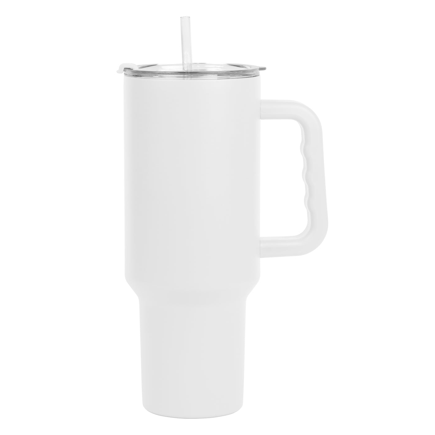 Plain White 40oz Powder Coat Tumbler w/ Color Handle
