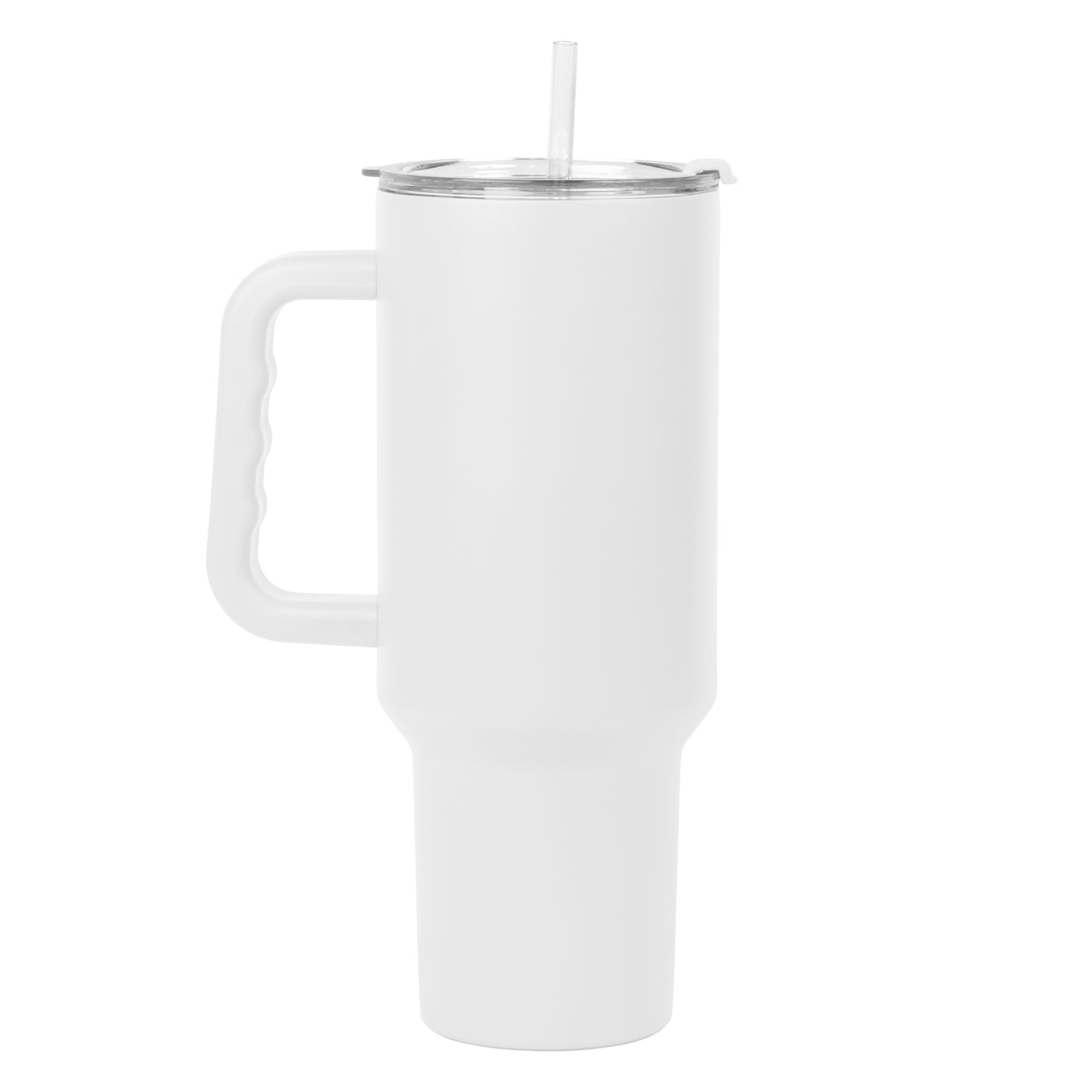 Plain White 40oz Powder Coat Tumbler w/ Color Handle