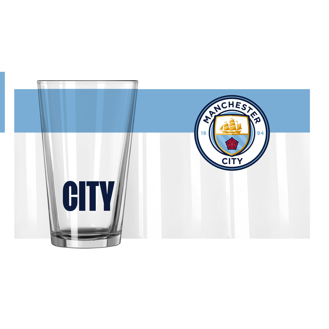 Manchester City F.C. 16oz Colorblock Pint Glass