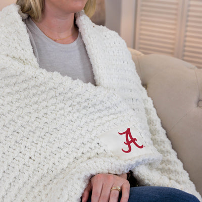 Alabama Cable Ivory Knit Throw 50x60