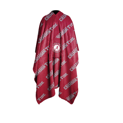 Alabama Wearable Throw blanket with logo, soft fleece material for cozy comfort and team spirit.