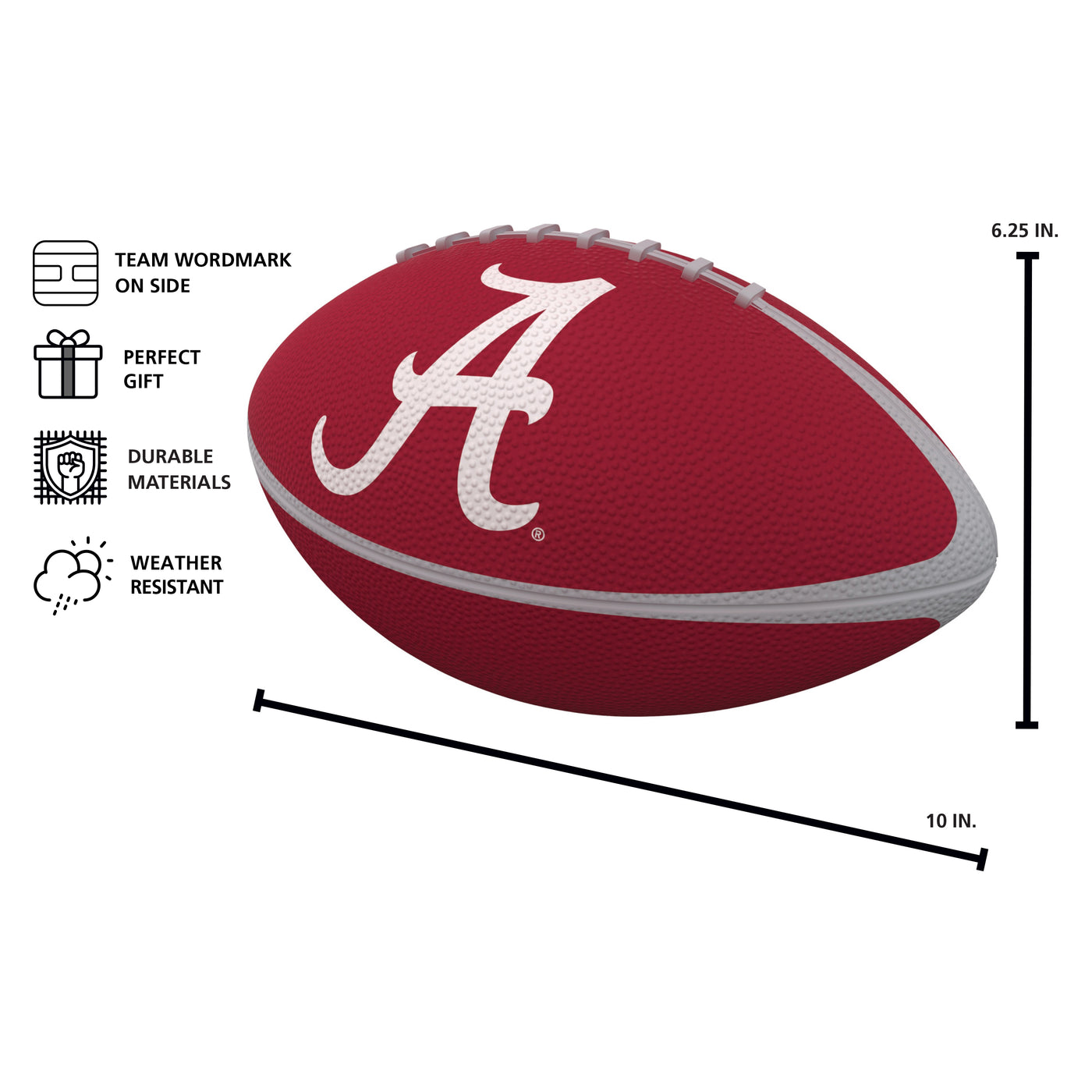 Alabama Pinwheel Junior-Size Rubber Football