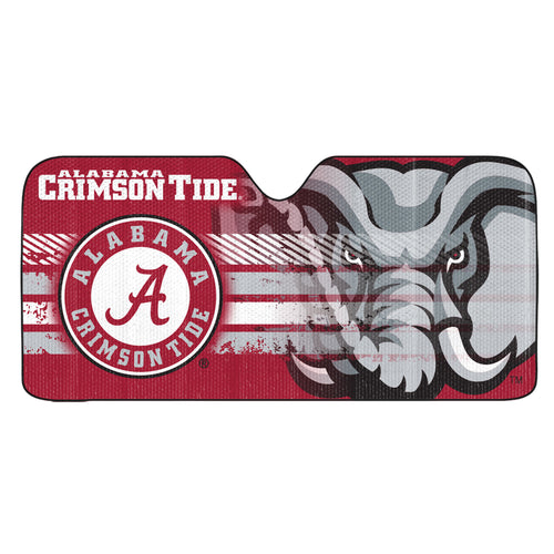 University of Alabama auto shade by Logo Brands, featuring the team logo and graphics to block sunlight from car windows.