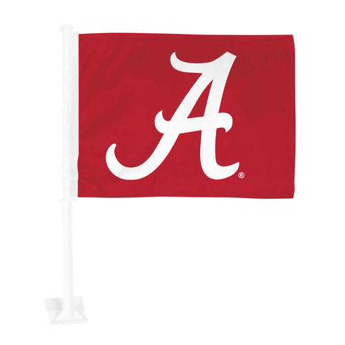 University of Alabama auto flag by Logo Brands featuring the Crimson Tide logo on a rectangular car flag.