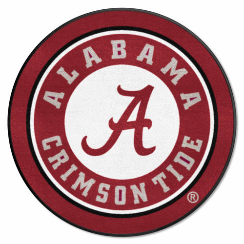 University of Alabama roundel mat featuring the Crimson Tide logo, made by Logo Brands, with a vibrant team-themed design.