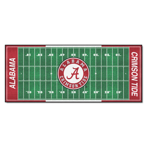 University of Alabama football field runner mat by Logo Brands, featuring team colors and logo for sports decor.