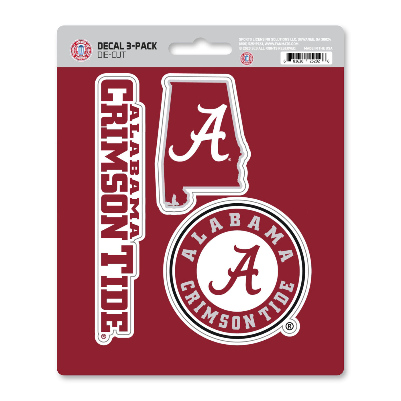 University of Alabama Decal 3-pk