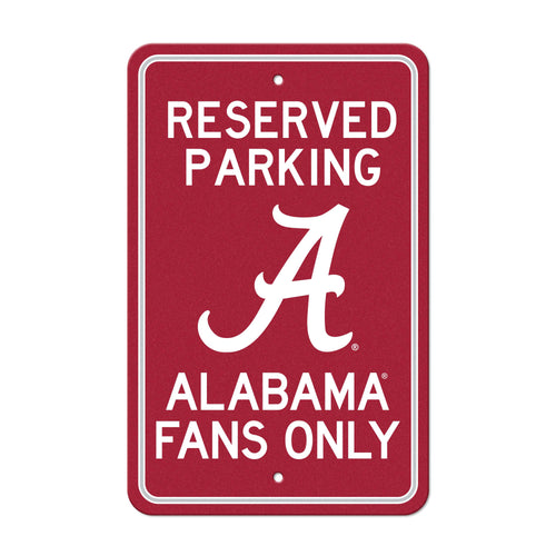 University of Alabama parking sign for mancave decor, made by Logo Brands, featuring the university logo and parking message.