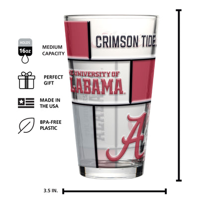 Alabama 16oz Quilted Stained Pint Glass
