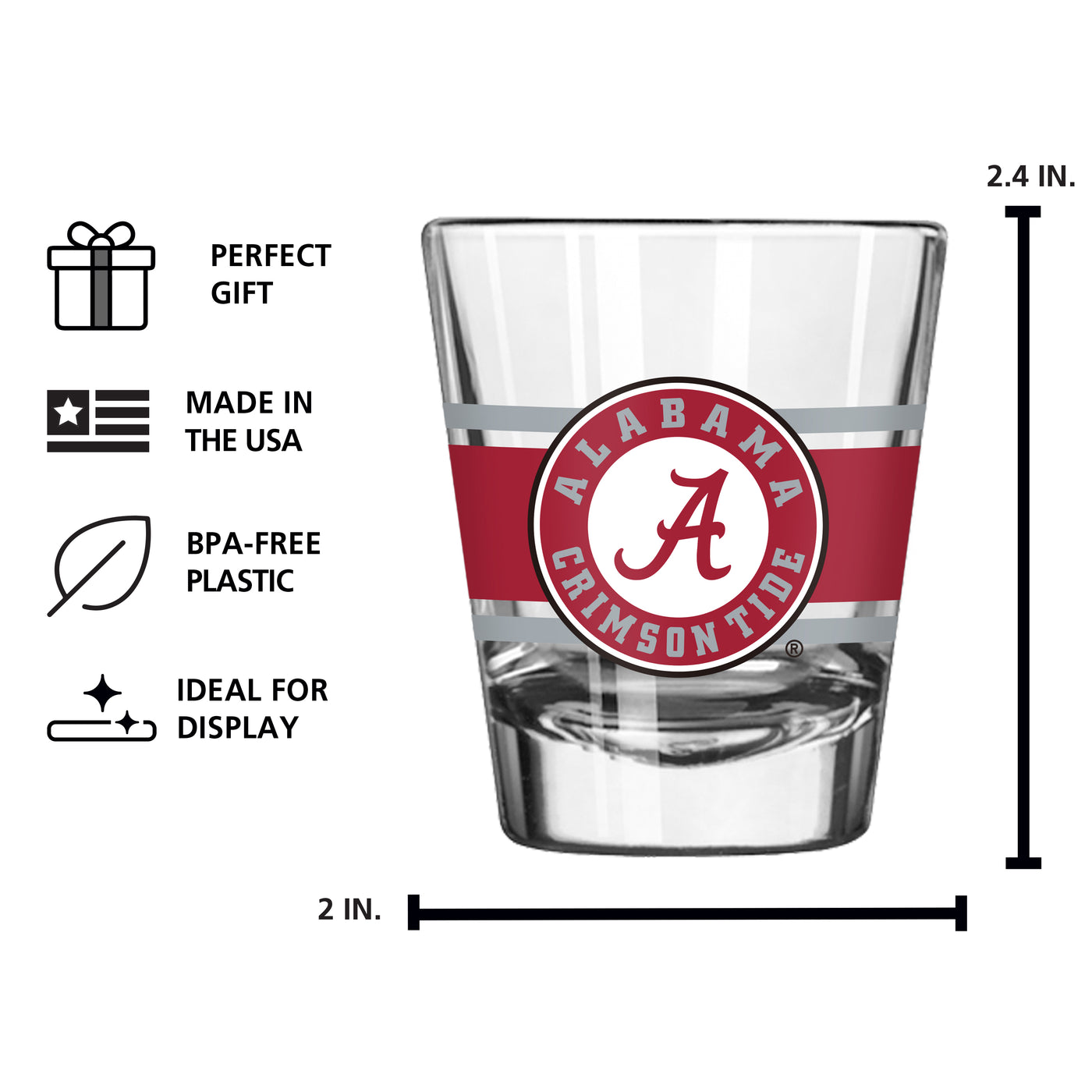 Alabama 2oz Stripe Shot Glass