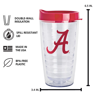 Alabama 16oz Flipside Dbl Wall Clear Tumbler