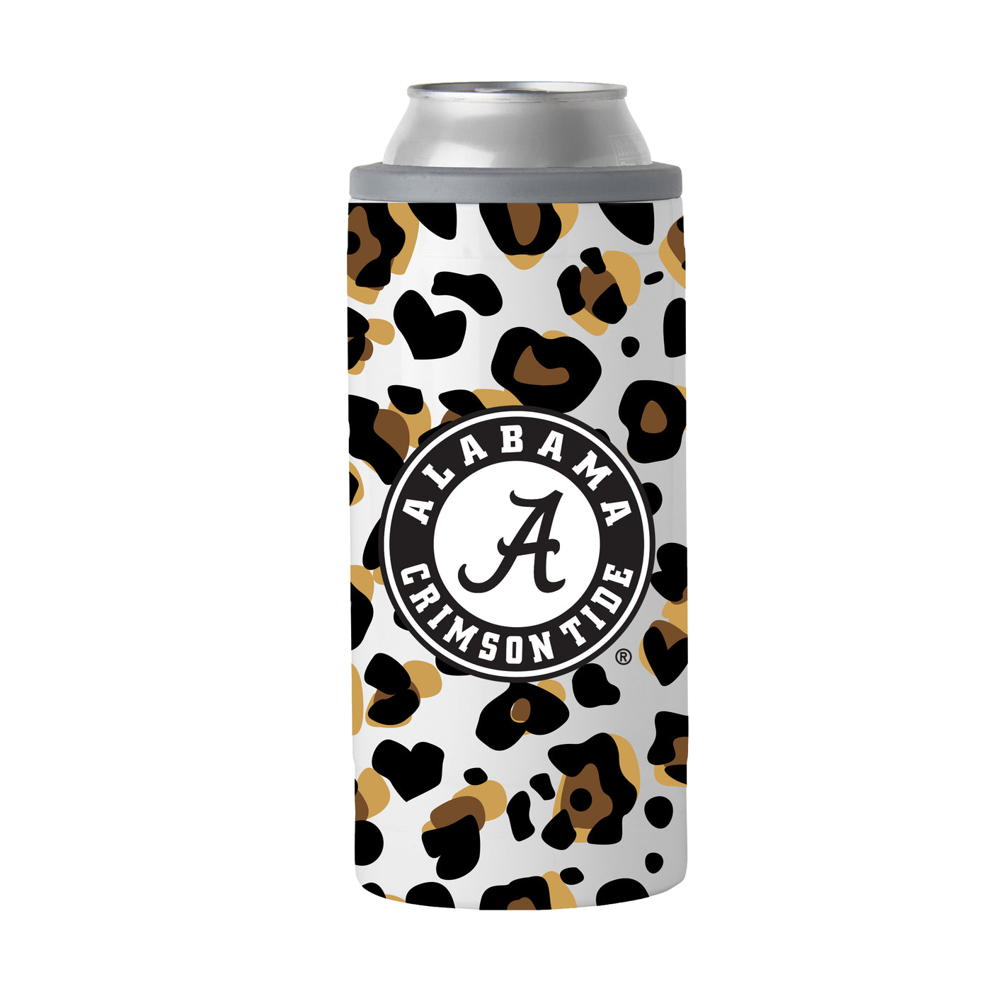 Alabama 12oz Neutral Leopard Slim Can Coolie