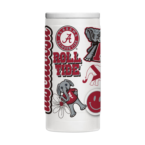 Alabama 12oz native powder coat slim can cooler from Logo Brands, cylindrical drinkware with team logo design
