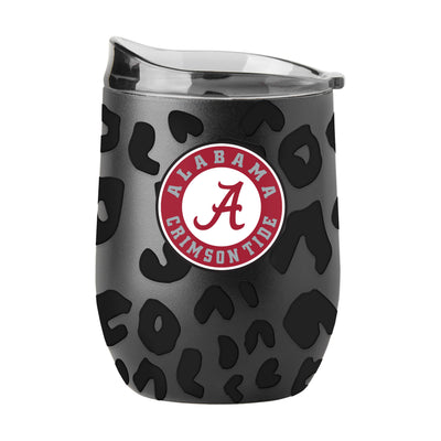 Alabama Leopard 16oz Black Powder Coat Curved Beverage - Logo Brands