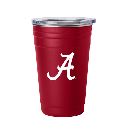 Alabama 22oz Cardinal Flipside stainless steel drinkware cup with team logo and flip lid, durable and suitable for outdoor use.