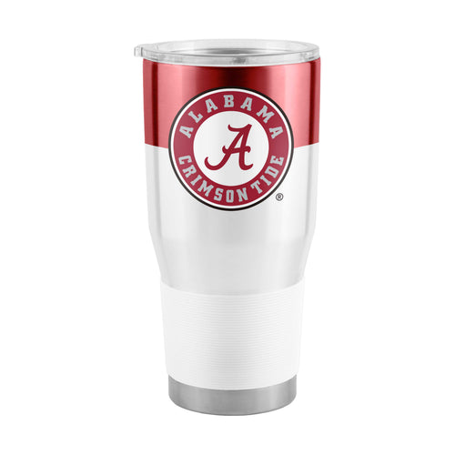 Alabama 30oz colorblock stainless steel tumbler for drinks with a durable, double-wall design and Alabama team logo.