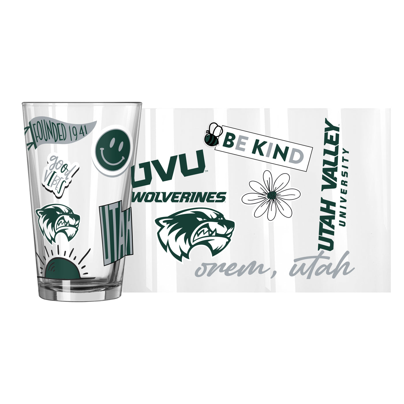Utah Valley University 16oz Native Pint Glass