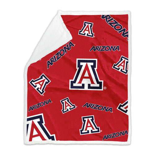 Arizona plush sherpa throw blanket by Logo Brands, showing a soft, cozy 60x70 inch blanket with a vibrant Arizona design.