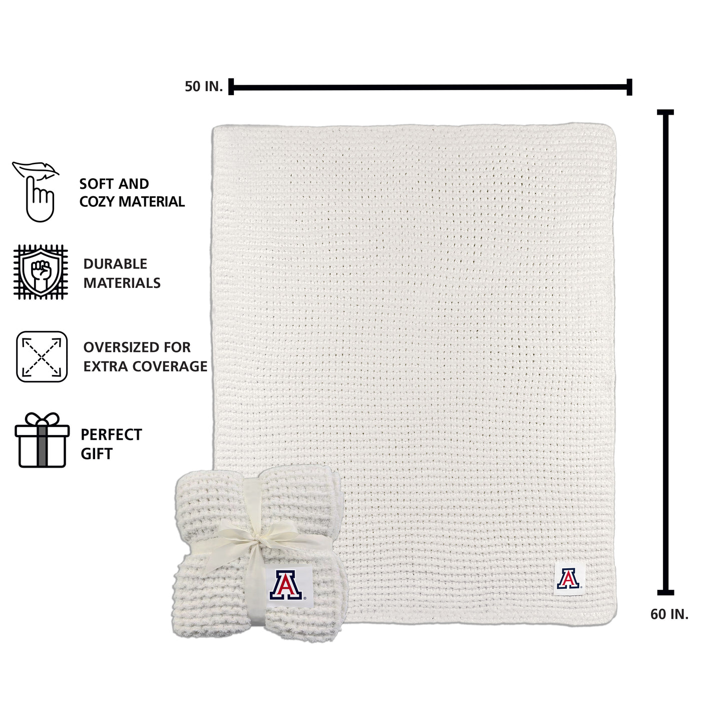 Arizona Ivory Cable Knit Throw 50x60