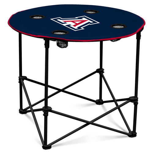 Arizona round wooden table by Logo Brands, showcasing a sleek, modern furniture piece with a smooth, circular tabletop and sturdy legs.