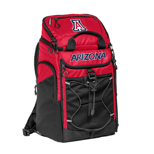 Arizona 26 Can Cooler Backpack by Logo Brands, shown with insulated compartments and adjustable shoulder straps for easy carrying.