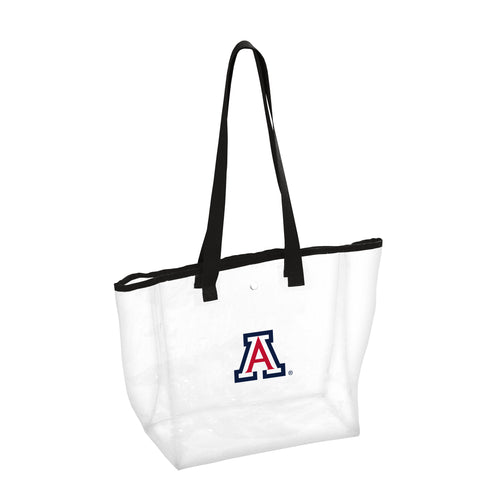 Arizona Black Clear Tote bag by Logo Brands, showing transparent design with black accents and sturdy handles.