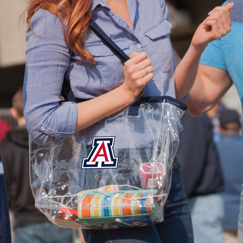 Arizona Stadium Clear Bag by Logo Brands, transparent bag with Arizona Wildcats logo, ideal for game day security and fan access.
