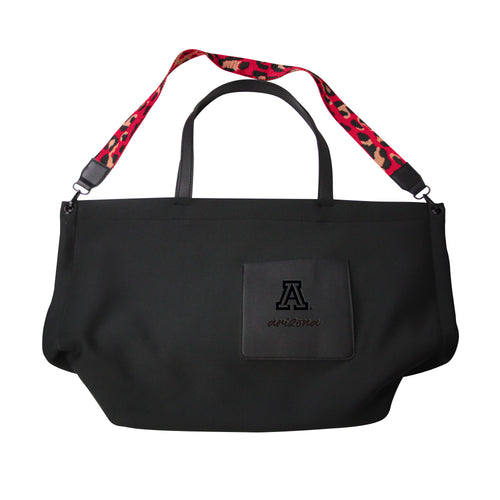 Arizona Neoprene Tote bag by Logo Brands, showing a stylish black tote with sturdy handles and spacious interior.