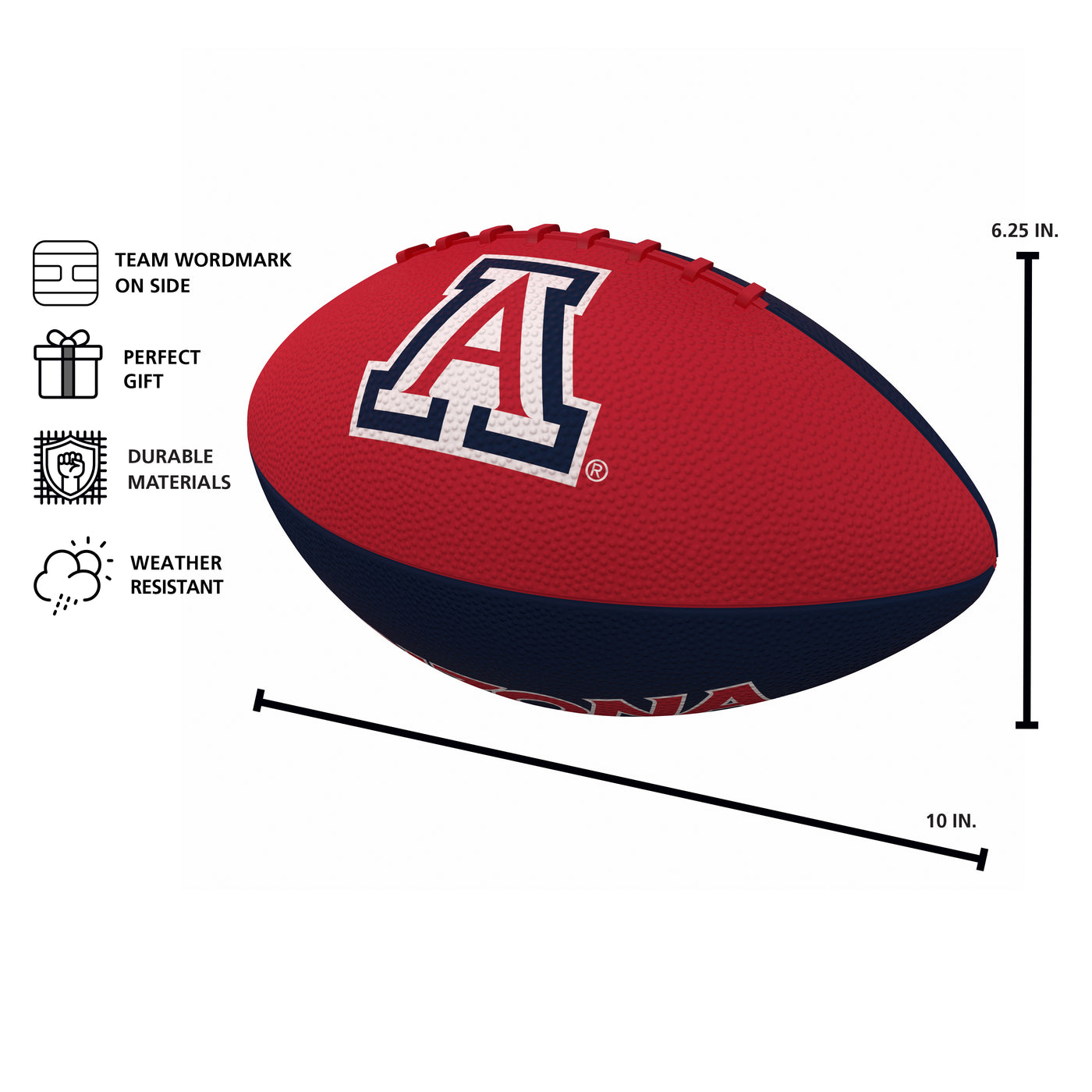 Arizona Pinwheel Junior Size Rubber Football