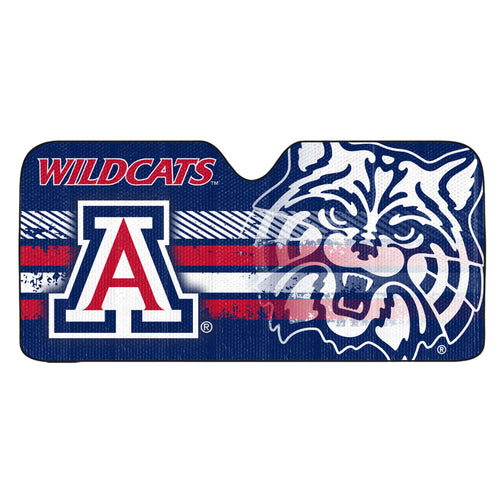 University of Arizona auto shade by Logo Brands, featuring team logo and graphics, designed to block sun and keep car cool.