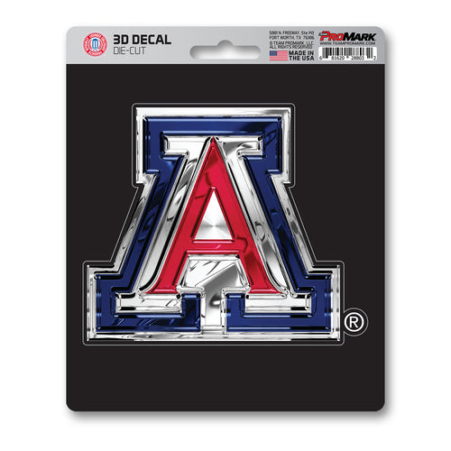 University of Arizona 3D decal by Logo Brands, featuring a detailed Arizona Wildcats logo for fans and team supporters.