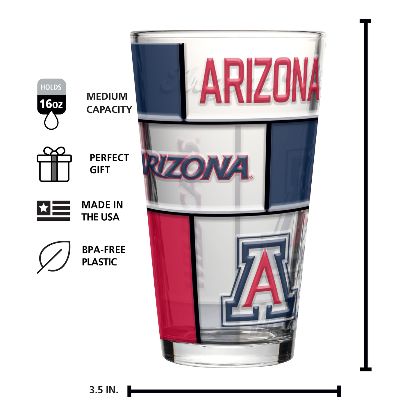Arizona 16oz Quilted Stained Pint Glass