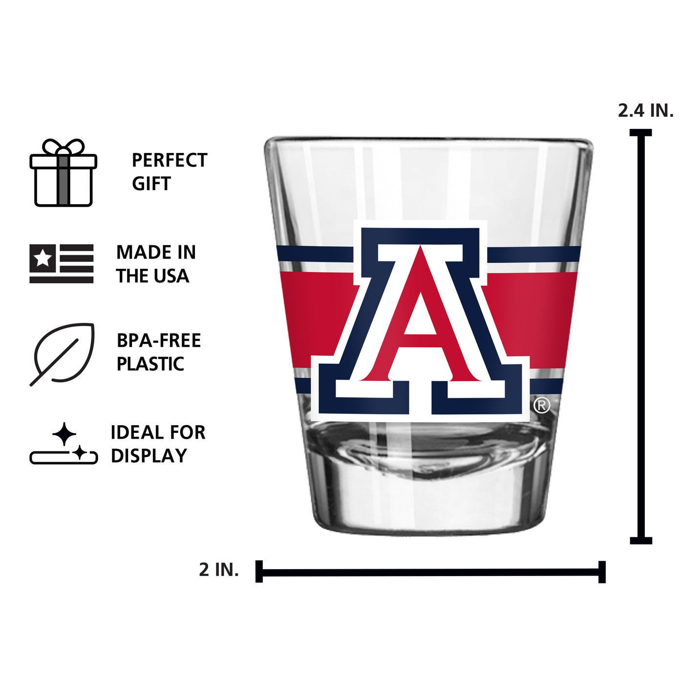 Arizona 2oz Stripe Shot Glass - Logo Brands