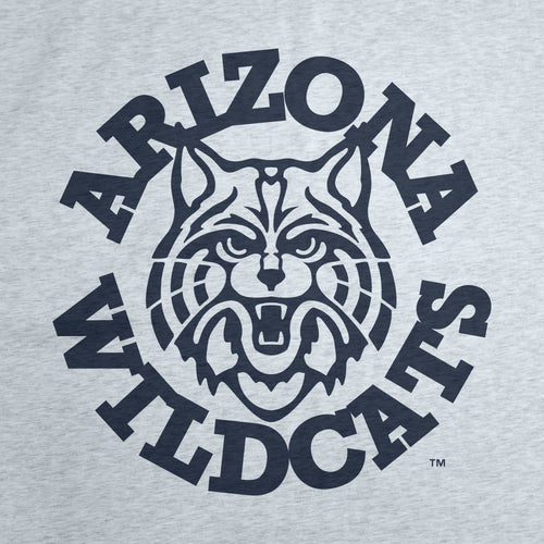 Arizona Vintage athletic gray sublimated sweatshirt blanket by Logo Brands, showcasing a cozy, soft textile with Arizona logo design.