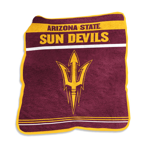 Arizona State Gameday Raschel Throw blanket by Logo Brands with team logo and maroon and gold colors, soft and cozy for game day.