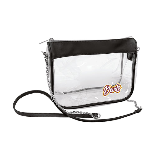 Black Arizona State Hype clear bag by Logo Brands showing a transparent design with Arizona State University logo on the front.